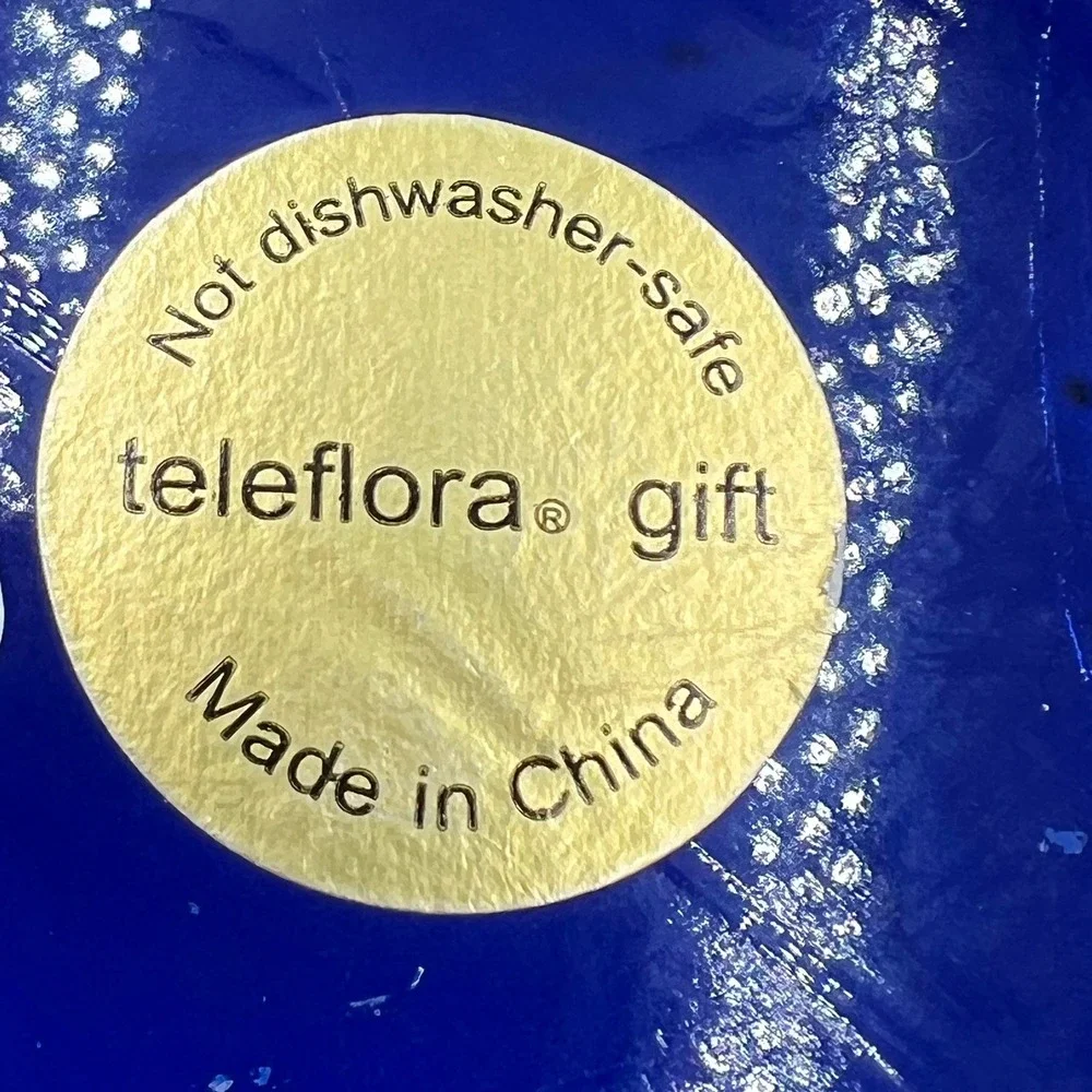 Teleflora Glass Vase Unisex OS Cobalt Blue Very Good Square Cased Glass Decor
